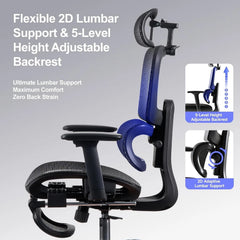 Ergonomic Office Chair with Footrest – 3D Headrest Computer Desk Chair