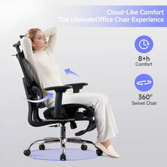 Ergonomic Office Chair with Footrest – 3D Headrest Computer Desk Chair