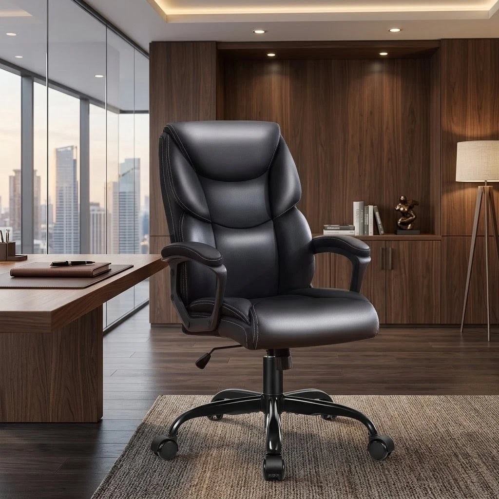 Executive Leather Office Chair – High Back Rolling Desk & Computer Task Chair
