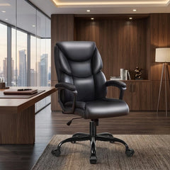 Executive Leather Office Chair – High Back Rolling Desk & Computer Task Chair