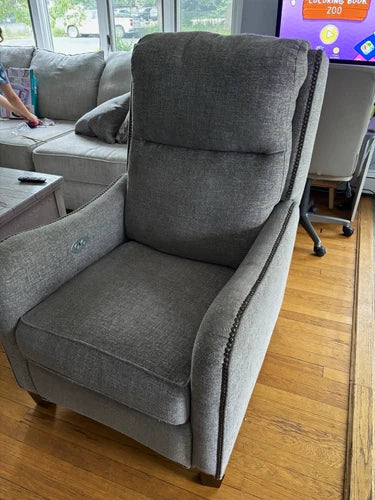 Gray Electric Power Recliner Chair with Rechargeable Battery, USB Charger & Wall Plug