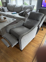 Gray Electric Power Recliner Chair with Rechargeable Battery, USB Charger & Wall Plug