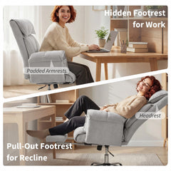 Gray Executive Office Chair with Footrest – Ergonomic Computer Desk Chair