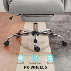 Gray Executive Office Chair with Footrest – Ergonomic Computer Desk Chair