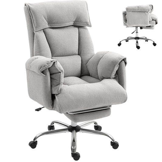 Gray Executive Office Chair with Footrest – Ergonomic Computer Desk Chair