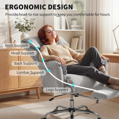 Gray Executive Office Chair with Footrest – Ergonomic Computer Desk Chair