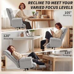 Gray Executive Office Chair with Footrest – Ergonomic Computer Desk Chair