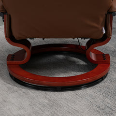 HOMCOM Faux Leather Manual Swivel Recliner Chair with Wooden Base