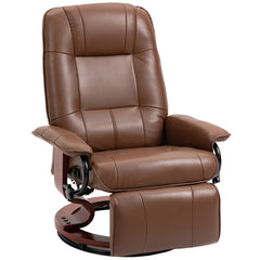 HOMCOM Faux Leather Manual Swivel Recliner Chair with Wooden Base