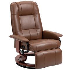 HOMCOM Faux Leather Manual Swivel Recliner Chair with Wooden Base