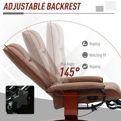 HOMCOM Faux Leather Manual Swivel Recliner Chair with Wooden Base