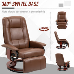 HOMCOM Faux Leather Manual Swivel Recliner Chair with Wooden Base