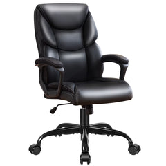 High Back Executive Leather Office Chair – Rolling Computer Desk Chair with Wheels