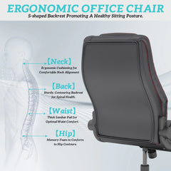 High Back Executive Office Chair – PU Leather Computer Desk Chair with Rubber Wheels