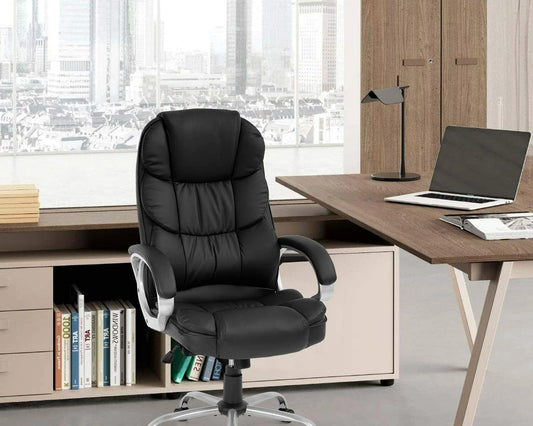 High Back Leather Executive Office Chair – Ergonomic Desk & Computer Task Chair