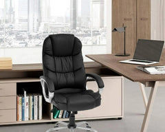 High Back Leather Executive Office Chair – Ergonomic Desk & Computer Task Chair