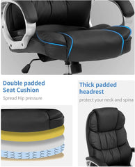 High Back Leather Executive Office Chair – Ergonomic Desk & Computer Task Chair