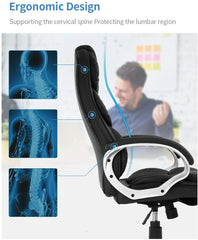 High Back Leather Executive Office Chair – Ergonomic Desk & Computer Task Chair