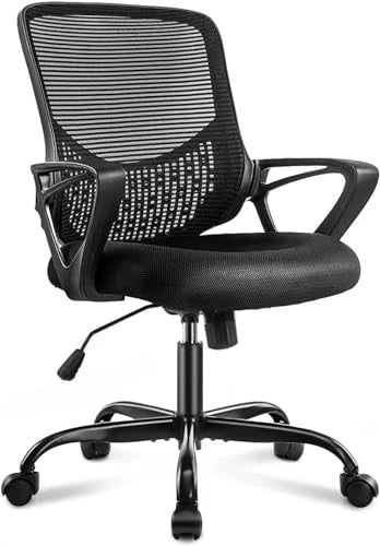 JHK Ergonomic Black Office Chair with Wheels – Home Desk & Computer Chair