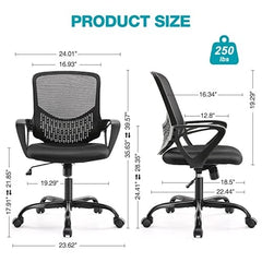 JHK Ergonomic Black Office Chair with Wheels – Home Desk & Computer Chair