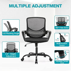 JHK Ergonomic Black Office Chair with Wheels – Home Desk & Computer Chair