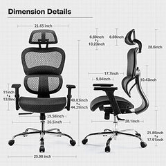 JHK Ergonomic High Back Office Chair with Headrest & Lumbar Support – Black Desk Chair
