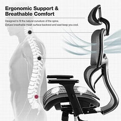 JHK Ergonomic High Back Office Chair with Headrest & Lumbar Support – Black Desk Chair