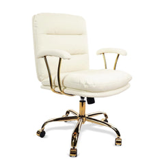 KLASIKA Light White Ergonomic Office Chair for Heavy People – Faux Leather Desk Chair