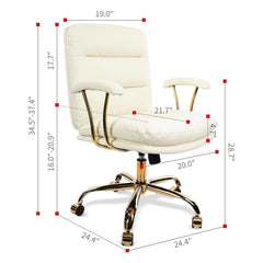 KLASIKA Light White Ergonomic Office Chair for Heavy People – Faux Leather Desk Chair
