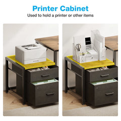 L Shaped Computer Desk with Power Outlets & File Drawer – Large Home Office Corner Desk