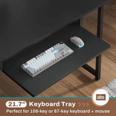 L Shaped Gaming Desk with LED Lights – Reversible Computer Desk with Keyboard Tray