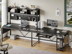 L Shaped Gaming Desk with LED Lights – Reversible Computer Desk with Keyboard Tray