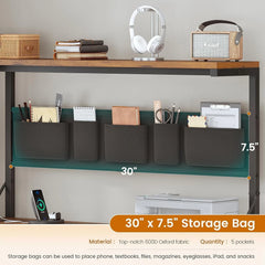 L Shaped Reversible Computer Desk with 5 Drawers & Storage Shelves – Home Office Desk