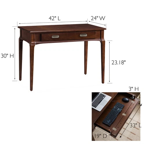 Leick Home Stratus Solid Wood Laptop Writing Desk – Heartwood Cherry Home Office Desk