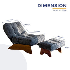 MAXYOYO Accent Recliner Chair with Ottoman, Upholstered Reclining Sofa Chair for Living Room