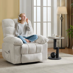 Manual Rocker Massage Recliner Chair with Heat & Vibration, Overstuffed Home Recliner