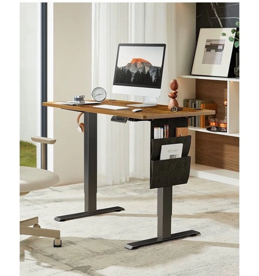 Marsail 48" x 24" Electric Standing Desk – Adjustable Height Home Office Desk, Brown/Black