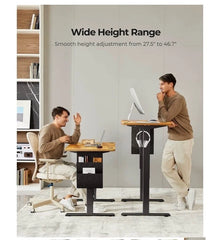 Marsail 48" x 24" Electric Standing Desk – Adjustable Height Home Office Desk, Brown/Black