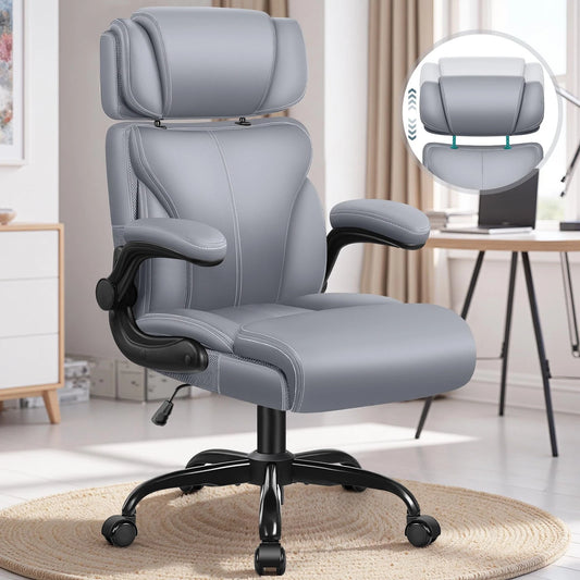Matte Gray Big & Tall Office Chair – Ergonomic Computer Desk Chair with Lumbar Support