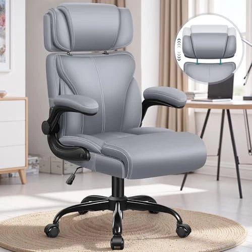 Matte Gray Big & Tall Office Chair – Ergonomic Computer Desk Chair with Lumbar Support