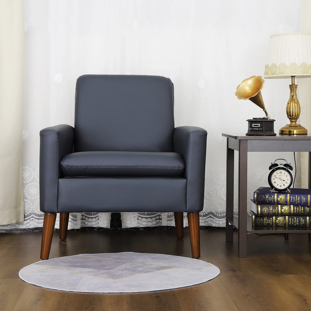 Navy Blue Leather Recliner Chair, Modern Single Reclining Sofa & Accent Seating