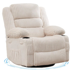 Oversized 360° Swivel Rocker Recliner Chair, 400 lb Wide Upholstered Recliner for Adults