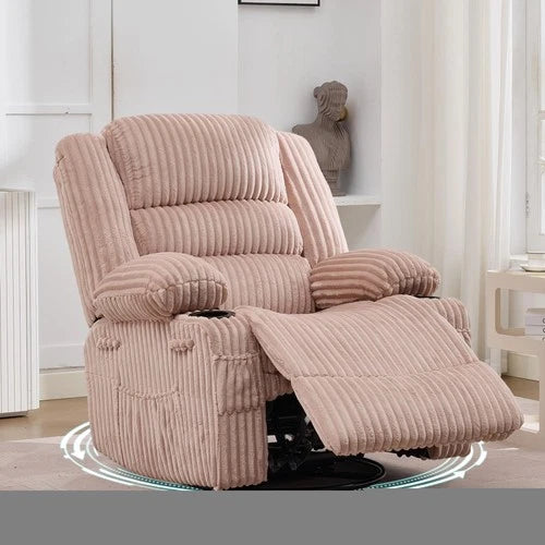Oversized 360° Swivel Rocker Recliner Chair, 400 lb Wide Upholstered Recliner for Adults