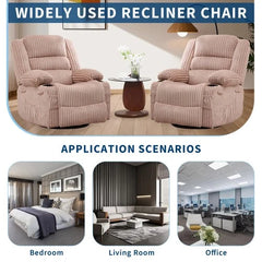 Oversized 360° Swivel Rocker Recliner Chair, 400 lb Wide Upholstered Recliner for Adults