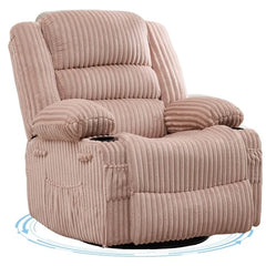 Oversized 360° Swivel Rocker Recliner Chair, 400 lb Wide Upholstered Recliner for Adults