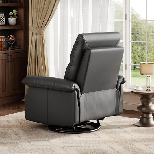 Oversized PU Leather Manual Recliner Chair, Upholstered Home Theater Sofa Seat