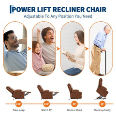 Oversized Power Lift Recliner Chair with Heat & Massage, Electric PU Leather Recliner