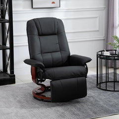 PU Leather Swivel Recliner Chair with Footrest, Adjustable Manual Reclining Chair, Black