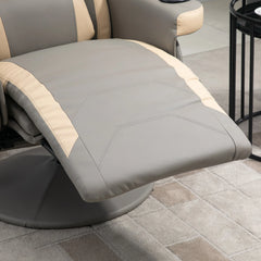 PU Manual Recliner Armchair with Footrest, 135° Adjustable Reclining Lounge Chair