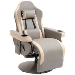 PU Manual Recliner Armchair with Footrest, 135° Adjustable Reclining Lounge Chair